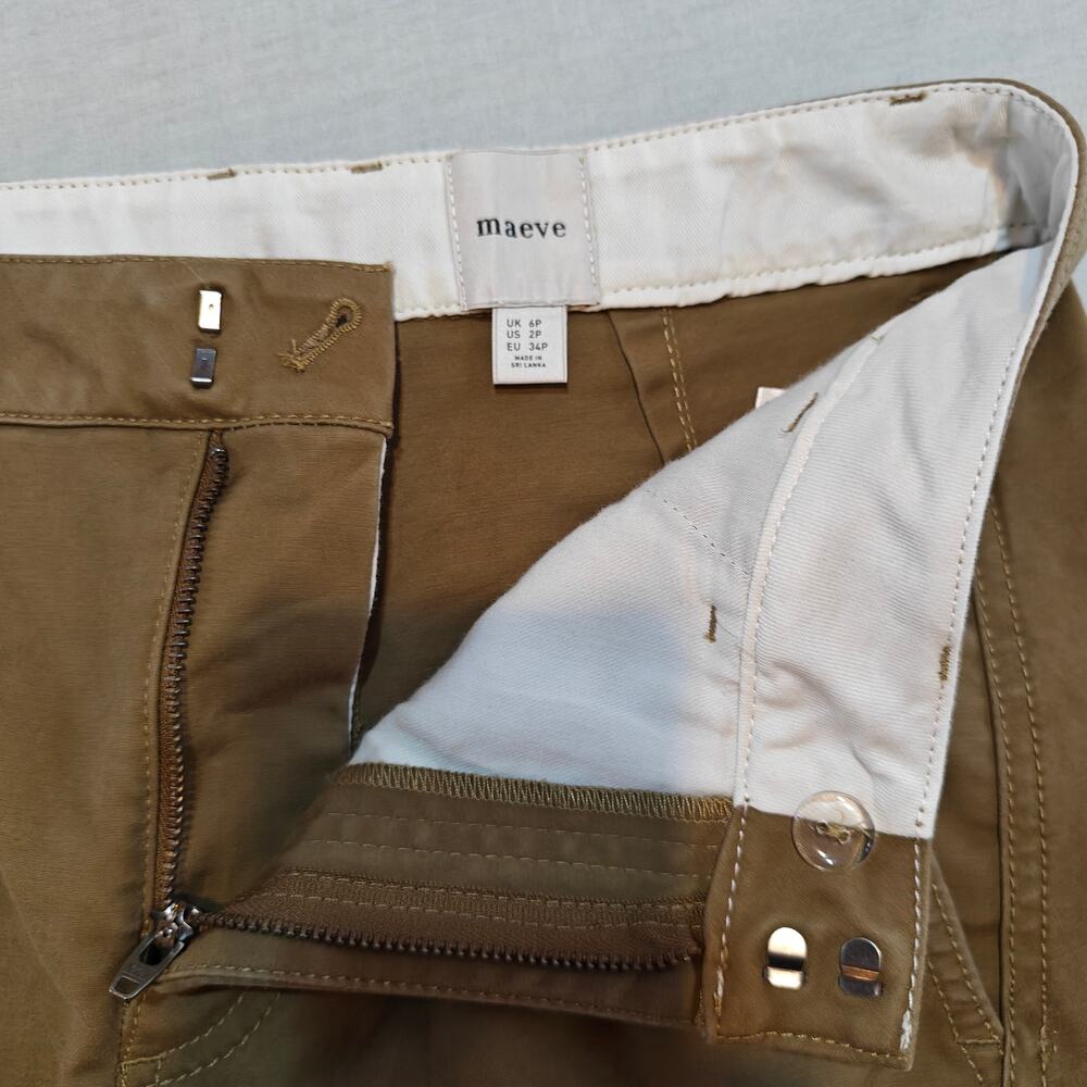 Anthropologie Maeve Curved Cropped Chino Barrel Pants US - Picture 3 of 4